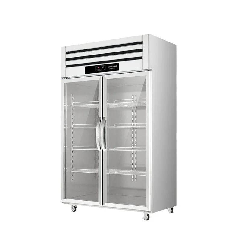 Commercial Wholesale Vertical Glass Door Fresh-keeping Cabinet, Refrigerated and Frozen Kitchen Large Freezer
