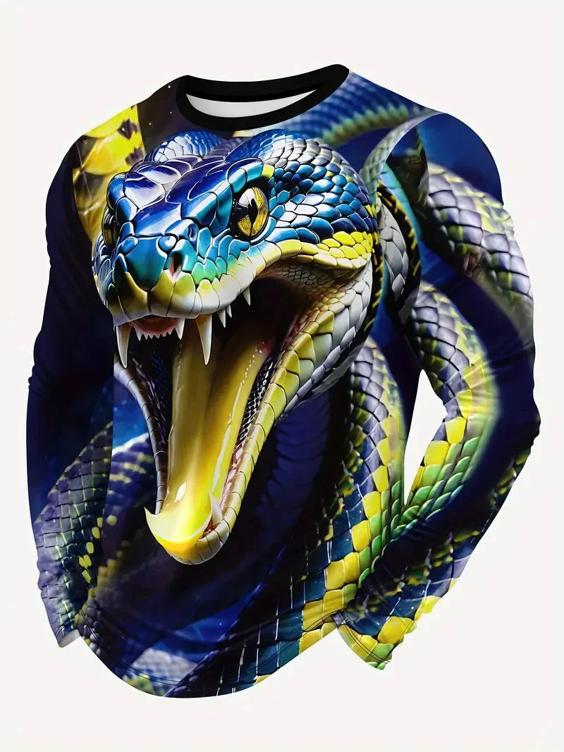 Hot Selling Animal Snake Tiger 3D Printed T-shirt Fashion Personality Cool Street Casual Short-sleeved T-shirt Man Women Clothes