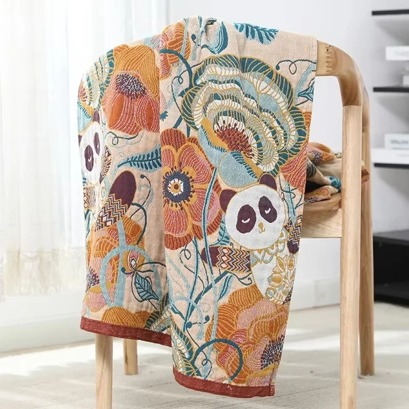 

New Nordic Cartoon Bath Towel, 100% Cotton, Gauze, Soft, Cute, Large, Absorbent, Quick-Drying, Household, Dormitory, Female Wrap