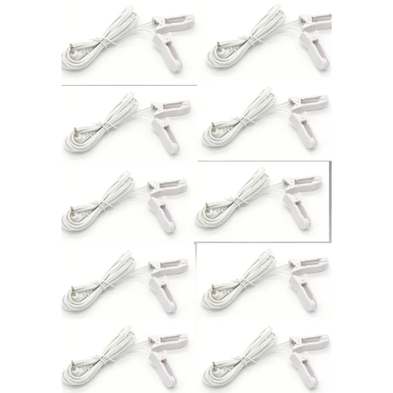 

10pcs 2.5mm/3.5mm Plug Connector Electrode Lead Wires Connecting Cables w/ 2 Ear Clips For Digital TENS Therapy Machine Massager