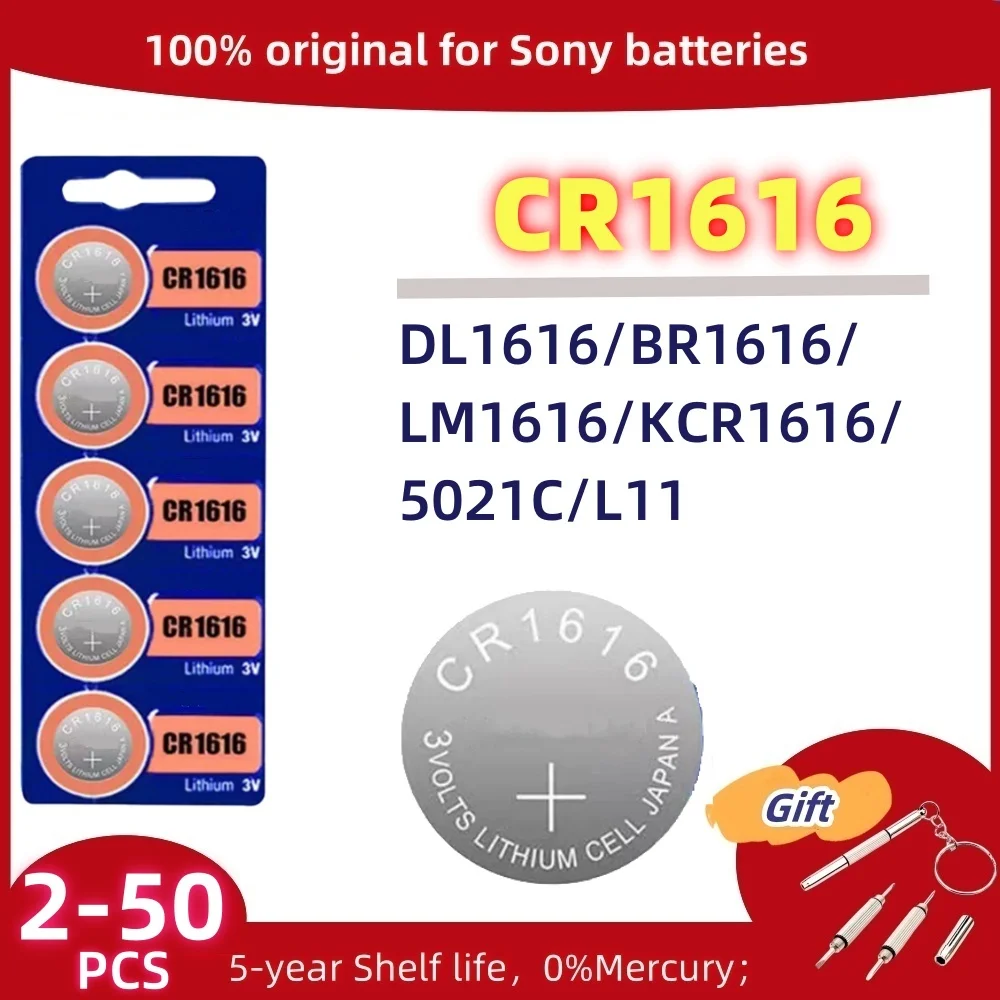 Original For SONY CR1616 Coin Cells Batteries CR 1616 DL1616 BR1616 5021LC LM1616 Lithium Battery For Watch Remote Control