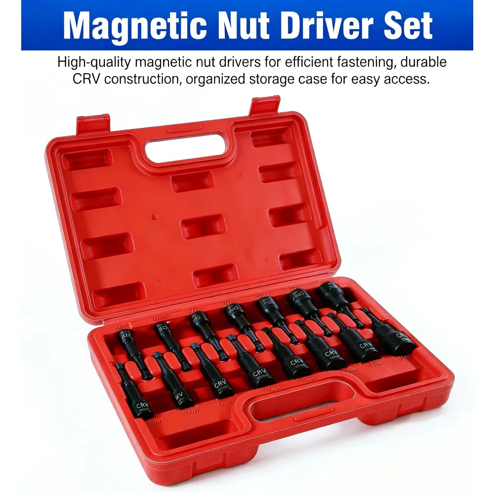 

Набор магнитных насадок для гайковерта, 15 шт., ударные шестигранные насадки для дрели, универсальный комплект, быстросменные, SAE и метрические, 1/4 дюйма | Сталь Cr-V