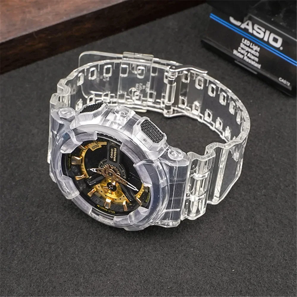 Strap + Case for Casio G-Shock GA-100/110/120 GD-100/110/120 GAX-100 GLS-100 Men Women Transparent Silicone Watch Band Bracelet