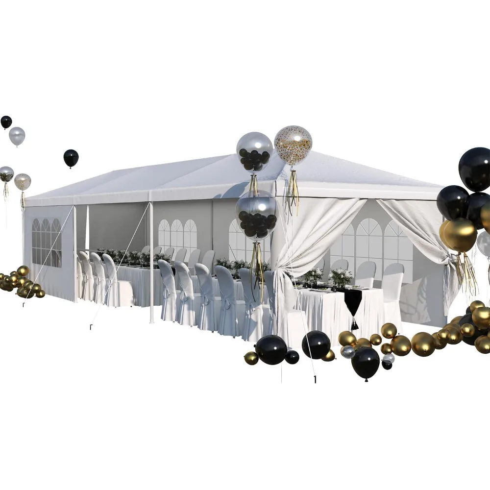 

10'x30' Outdoor Heavy Duty Canopy Tent, Waterproof Wedding Party Tent with UV Protection & Sidewalls, Wind, Customized