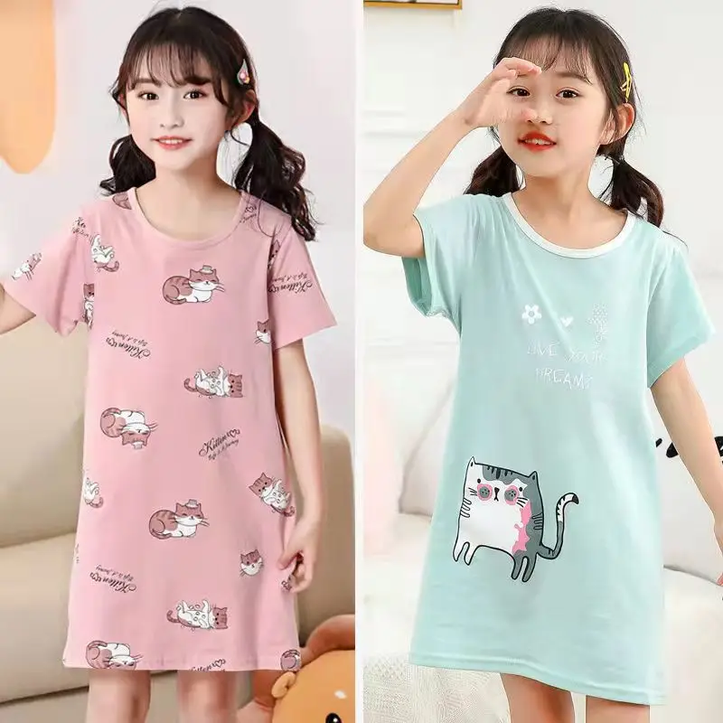 Princess Dress Fashion Summer Cotton Girls Nightdress Nightgown Kids Night Gown Children's Pajamas Sleepwear Clothes