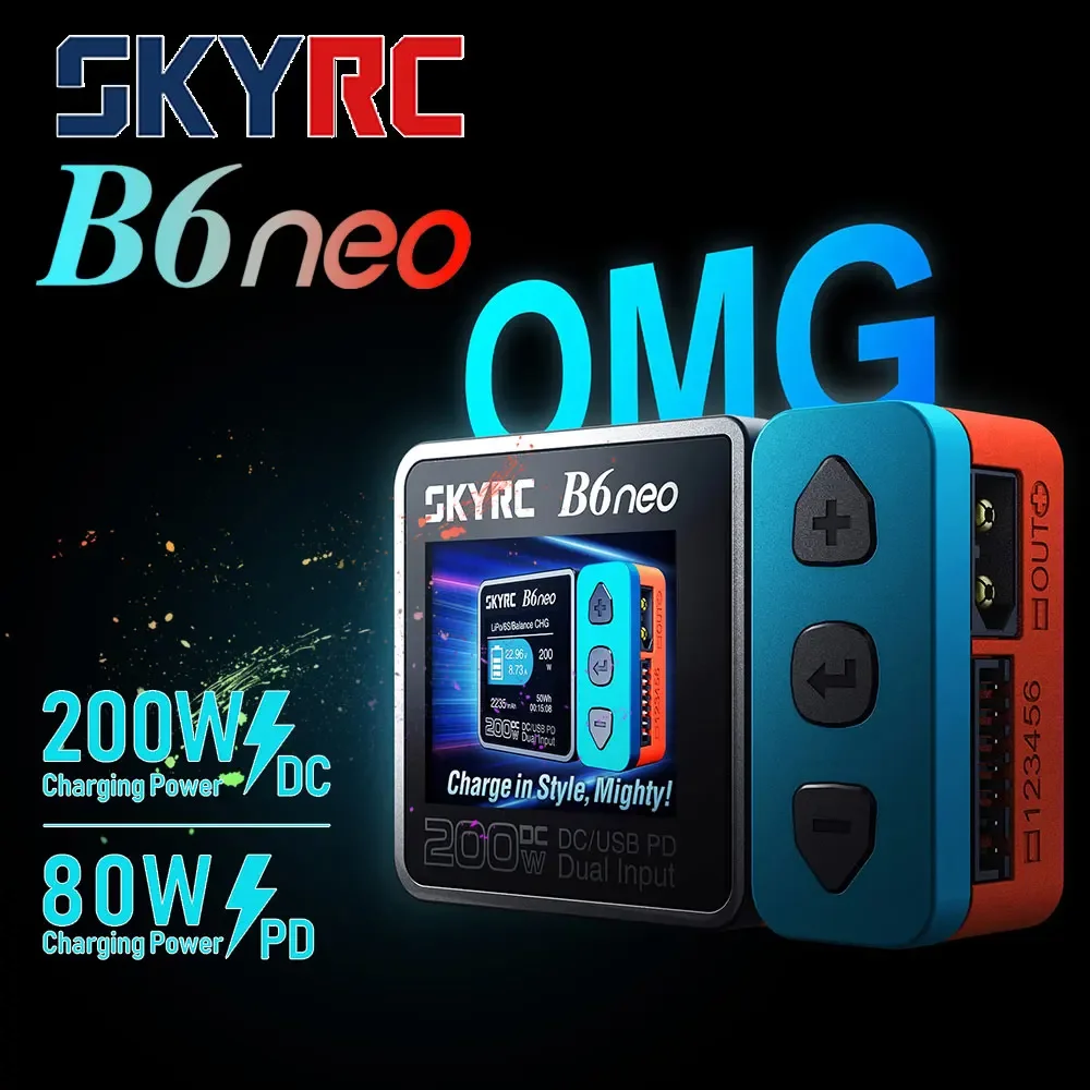 

SKYRC B6neo LiPo Battery Smart Balance Charger DC 200W PD 80W Input for RC Model Car Ship Boat Airplane