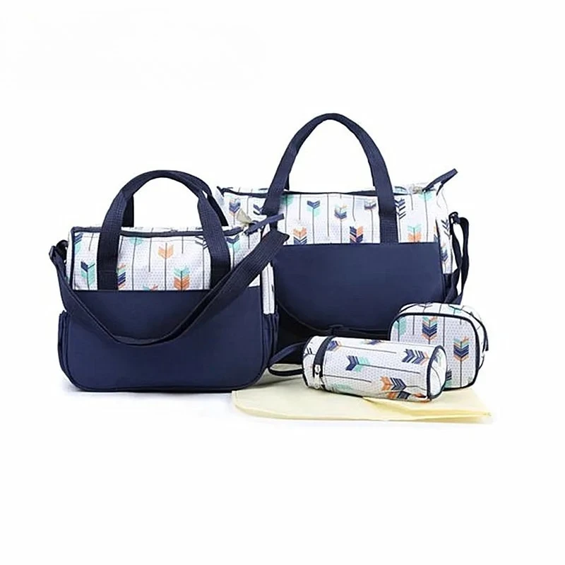 New Baby Diaper Bag 5-piece Set Large-capacity Multi-functional Baby Bag Large-capacity Portable Baby Products Storage Bag