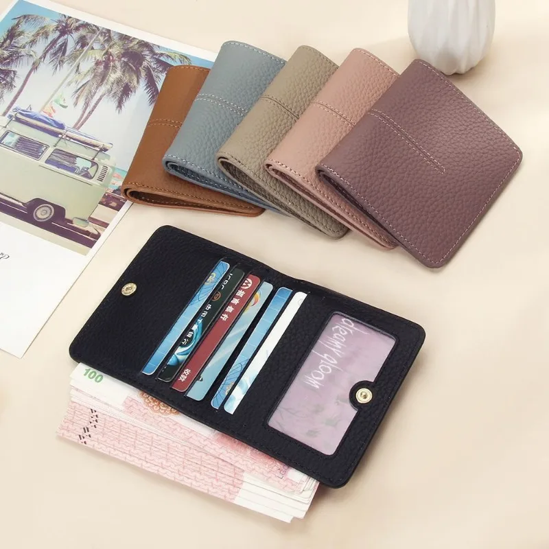 Genuine Leather Wallet Women's Purse 2025 New Folding Simple Small Money Ladies Bag Multi-functional Coin Bag Female ultra new