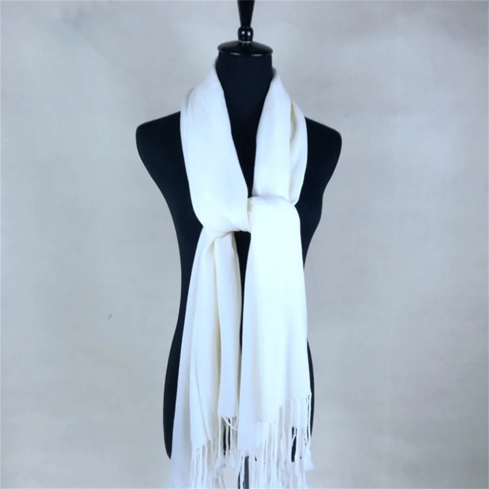 Fashion Solid Color Women Scarf Hijabs Tassels Long Lady Shawls Cashmere Scarves Wraps 190*70cm