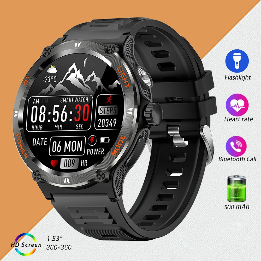 

Умные часы KT76 для мужчин и женщин с LED-фонариком, спортивные смарт-часы для активного отдыха, цифровые наручные часы, фитнес-браслет, электронные наручные часы