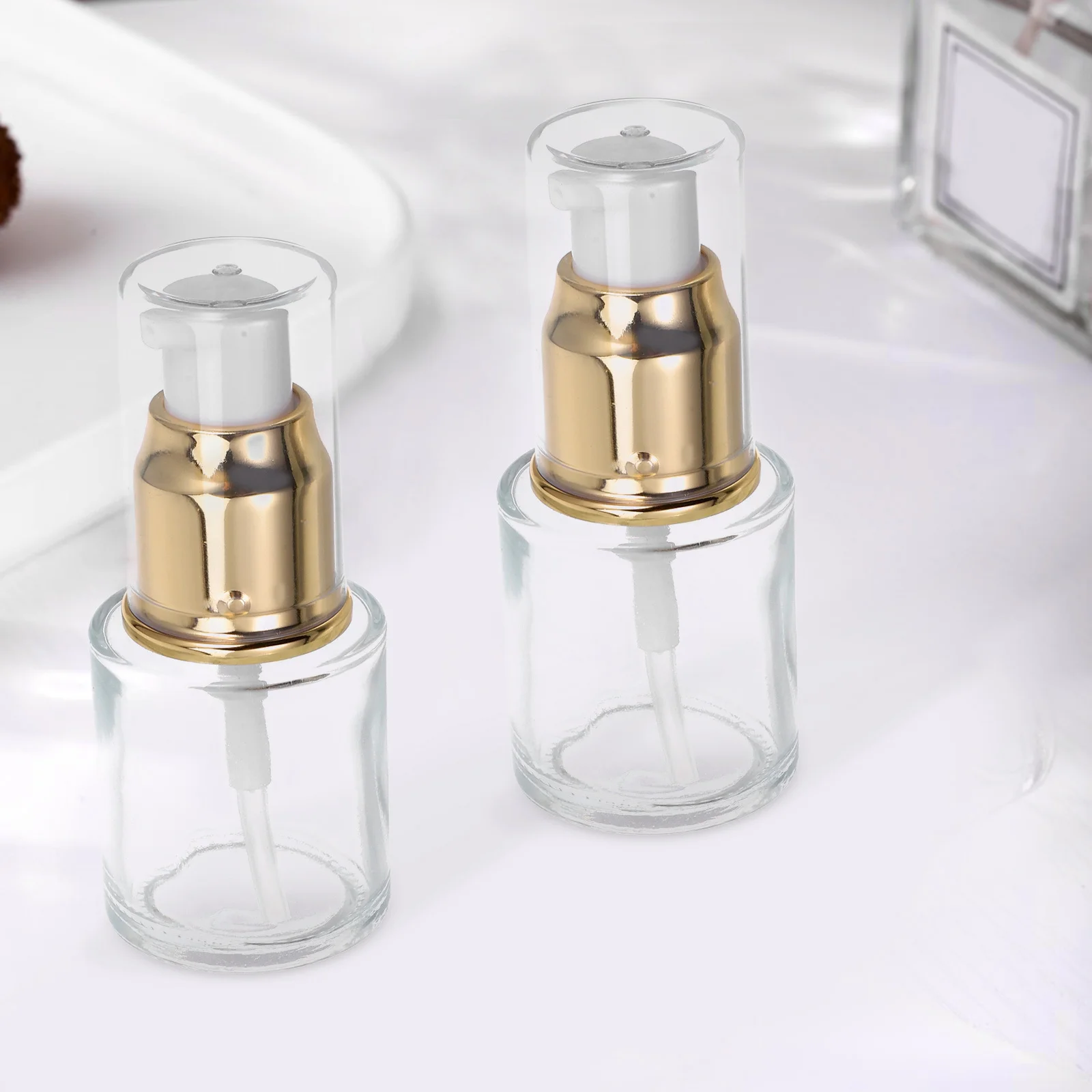 3Pcs Portable Empty Pump Bottles Silver White Premium Eco-Friendly Travel Essential Oil Nail Oil Storage