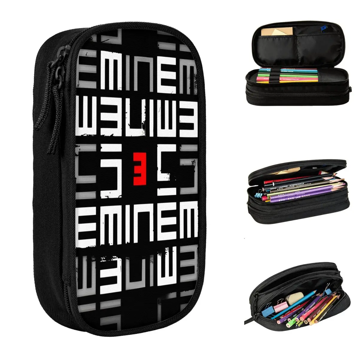 Logo Eminem Feder mäppchen Spaß Hip Hop Musik Album Stift halter Tasche Mädchen Junge große Lagerung Schule liefert Geschenk Bleistift box