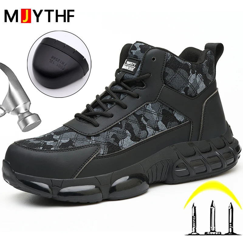 

2024 New Air Cushion Indestructible Shoes Male Work Sneakers Steel Toe Shoes Safety Boots Men Puncture-Proof Protective Shoes