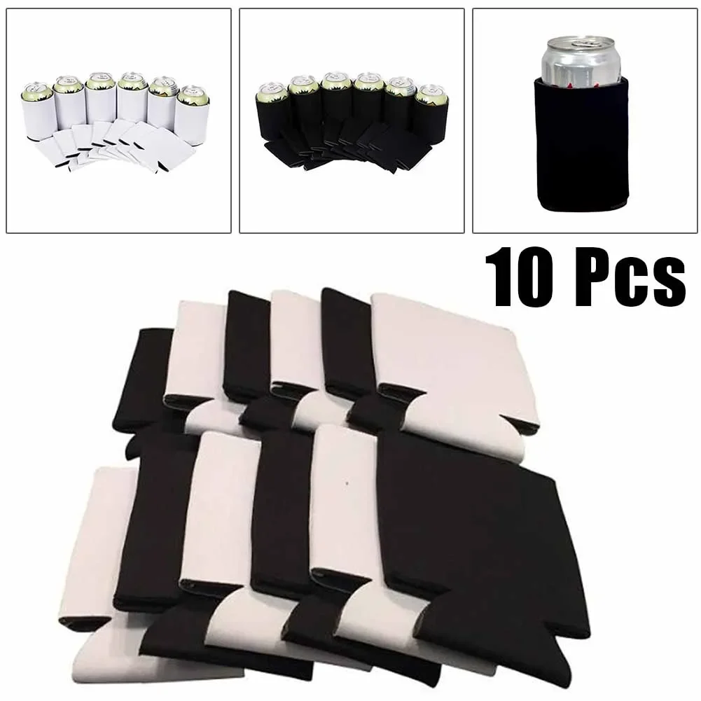 10pcs Beer Can Cooler Neoprene Can Sleeves Collapsible Insulated Drink Cooler Holders For Beer Water Bottles