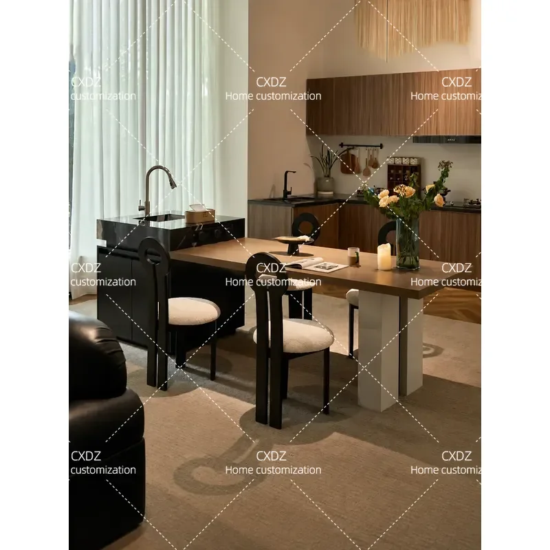 Modern Simple Island Table with Sink Retractable Storage Guide Table for Small Apartment Household Customizable Kitchen