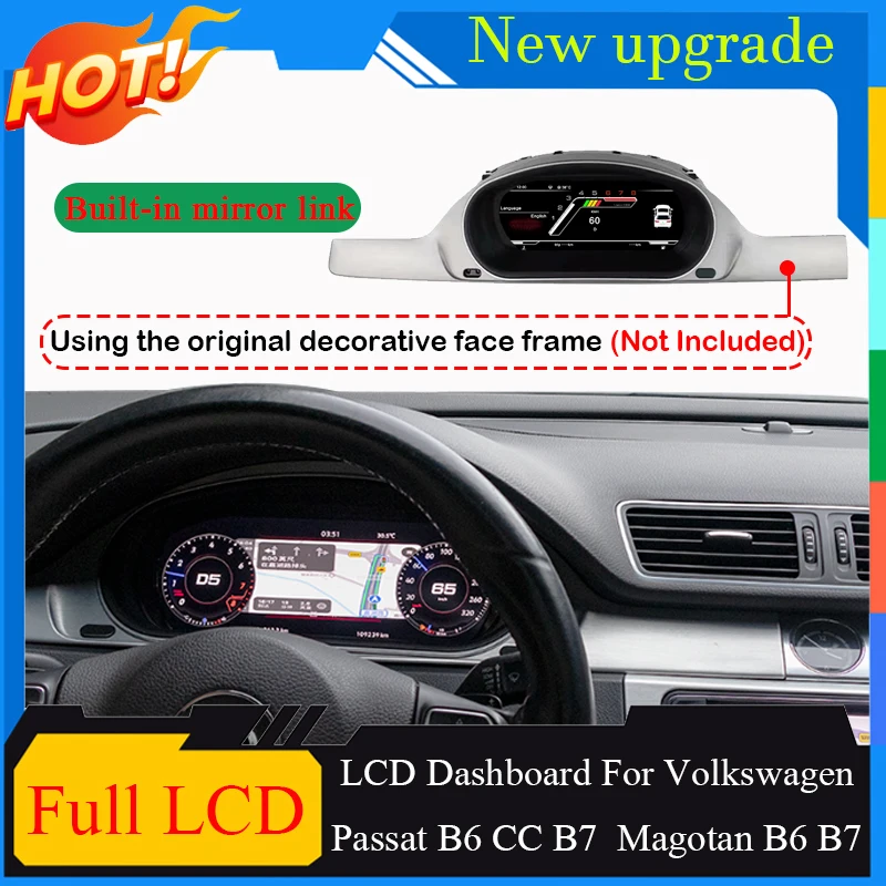 

Full LCD Screen Instrument panel digital cluster virtual cluster speedometer virtual cockpit Dashboard For VW Passat B7 CC B6