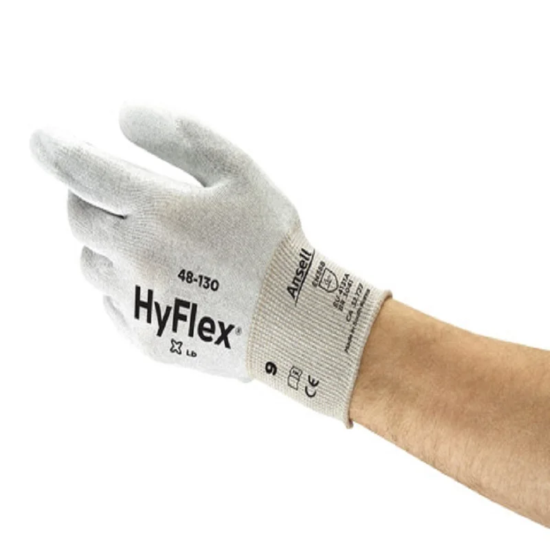 

Ansell HyFlex 48-130 (12 pairs)anti-static and wearresistant gloves polyurethane coating oil resistant nylon dischargeprotection