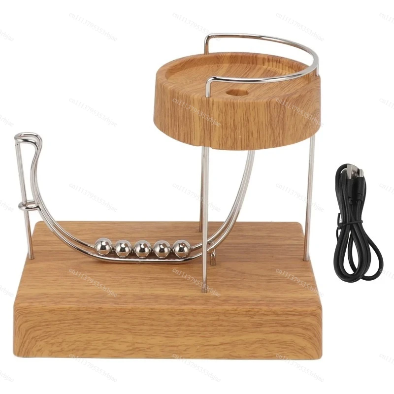 Wooden Steel Ball Kinetic Art Perpetual Motion Machine Desk Decor Pressure Relief Toy Silent Dynamic Ornament Decoration Home