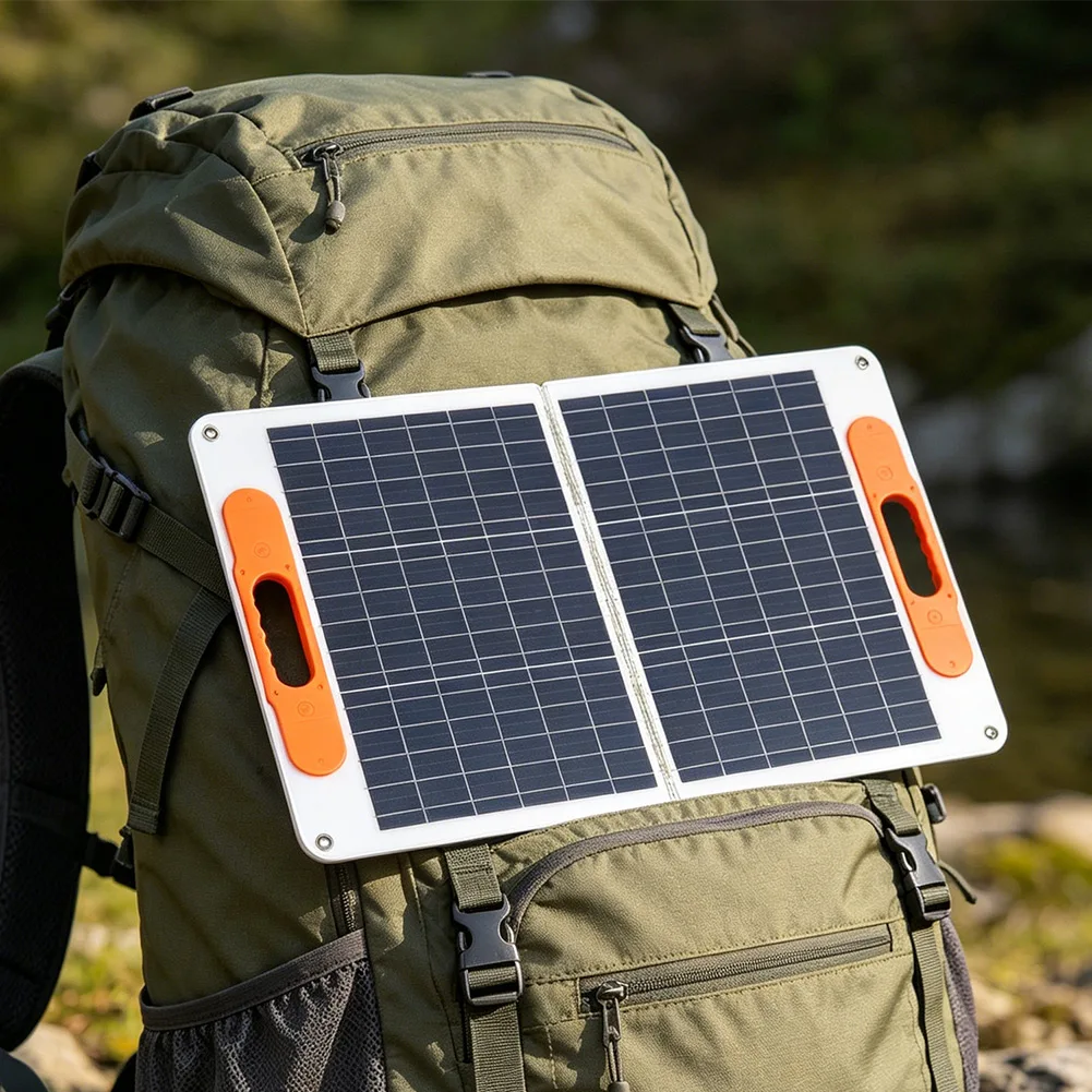 

Портативная солнечная панель 80 Вт 10 А, складное монокристаллическое зарядное устройство с контроллером, портами USB PD и DC для кемпинга, автодомов, лодок, активного отдыха - Комплект снаряжения