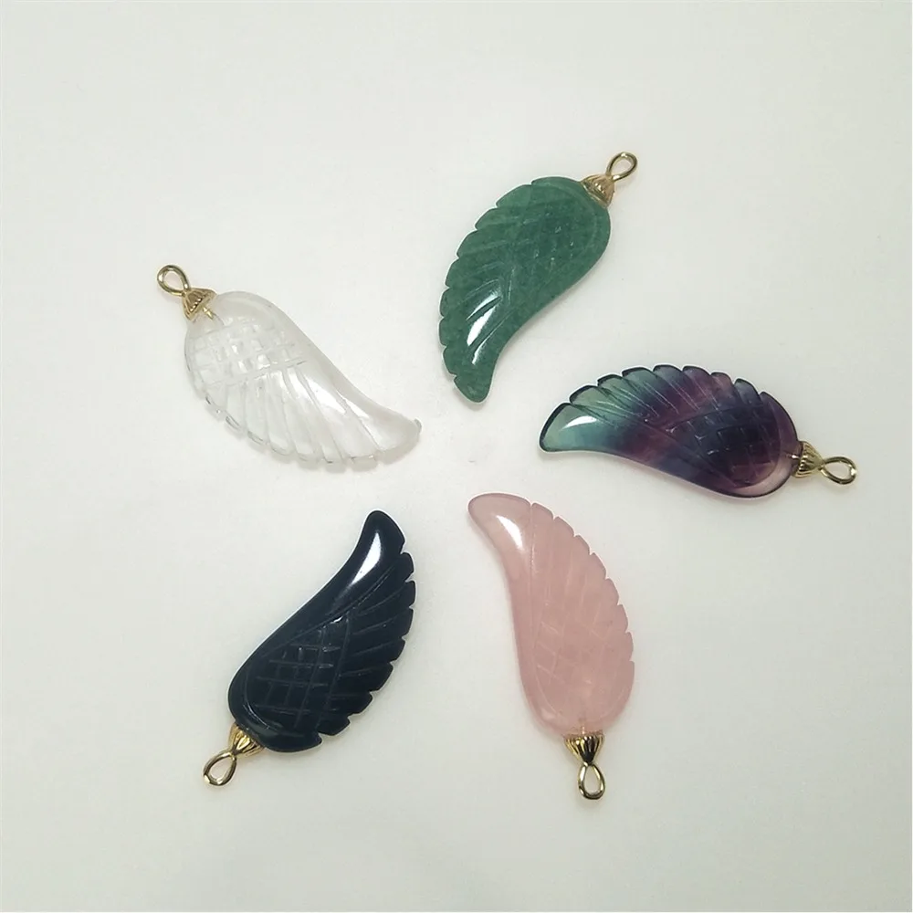 1 Pcs Angel Wing Pendant Natural Crystal Quartz Reiki Healing Crystal DIY Necklace Fashion Gemstone Jewelry Love Gift PD461A