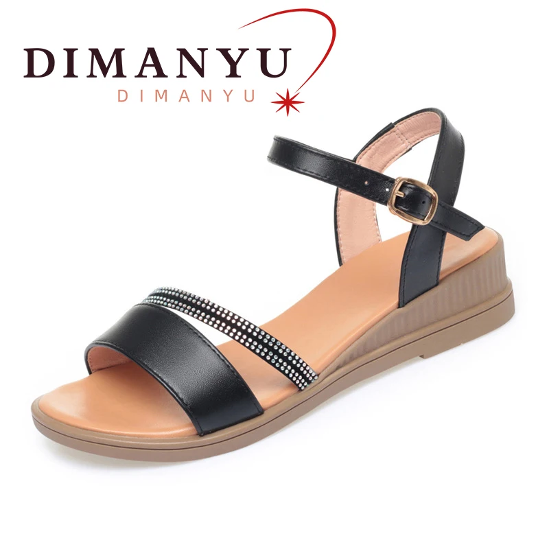 

DIMANYU Sandals Women's Genuine Leather 2024 summer Wedge Plus Size Women's Shoes Fashion Non-slip Sandals For Ladies