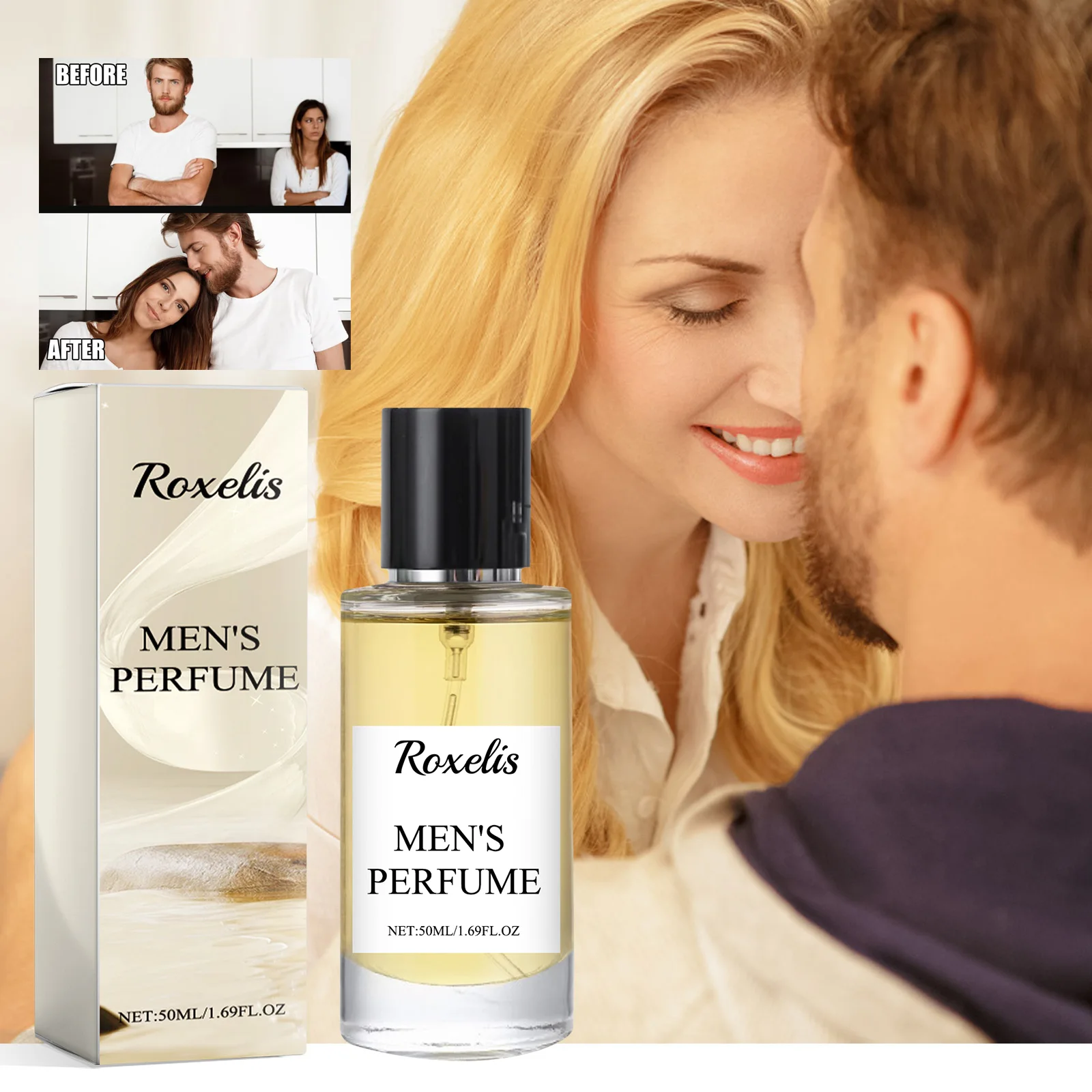 Roxelis Men's Charming Perfume Elegant, Fresh, Natural and Lasting Fragrance, Pheromone, Couple's Date Fragrance, Perfume