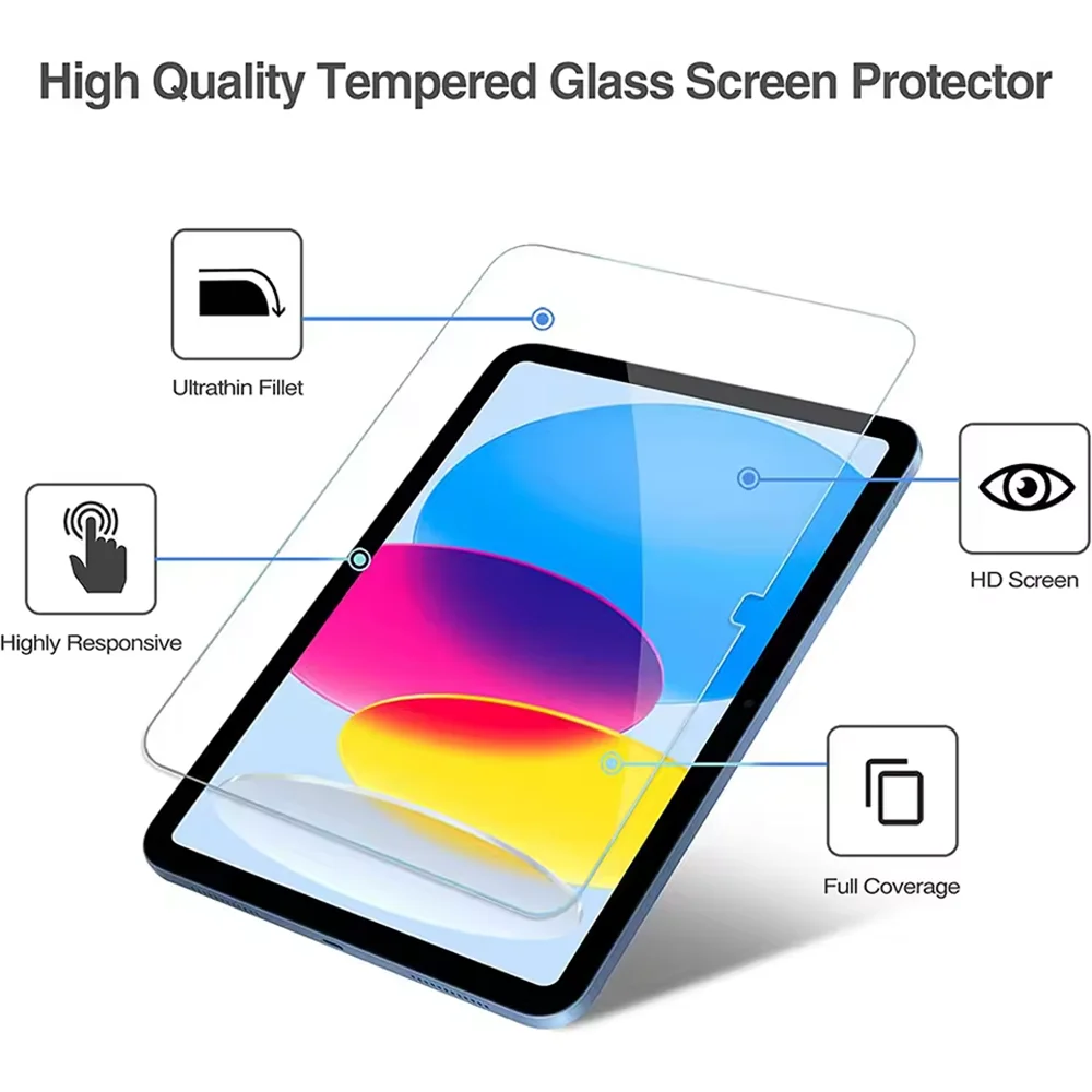 1Pcs 9H Tempered Glass Screen Protector For iPad Mini A16 10.2 9.7 10. 5 10.9 Pro 11 iPad 10 9 8 7 6 5 Air 4 3 2 Protective Film