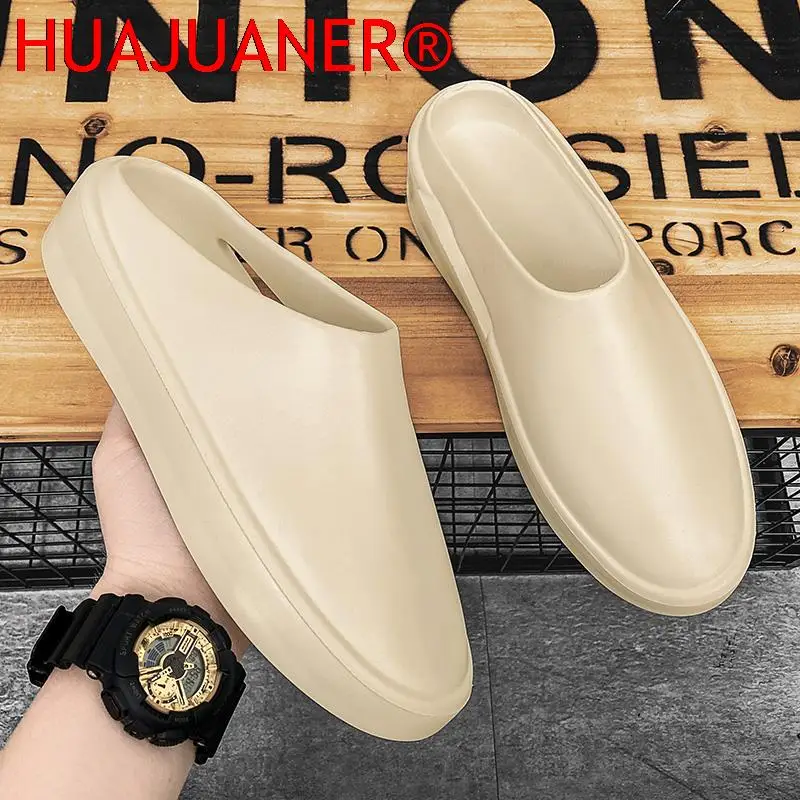 2023 Hot Sale New Men Slippers Flip Flops Man Beach Shoes Summer New Fashion Cool Outdoor Half Drag For Men Sandalias Hombre