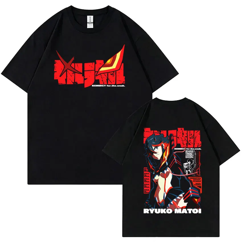 

Anime Kill La Kill Matoi Ryuuko No Mercy for The Weak Graphic T-shirt Men Women Manga Vintage Oversized T Shirt Men's Streetwear