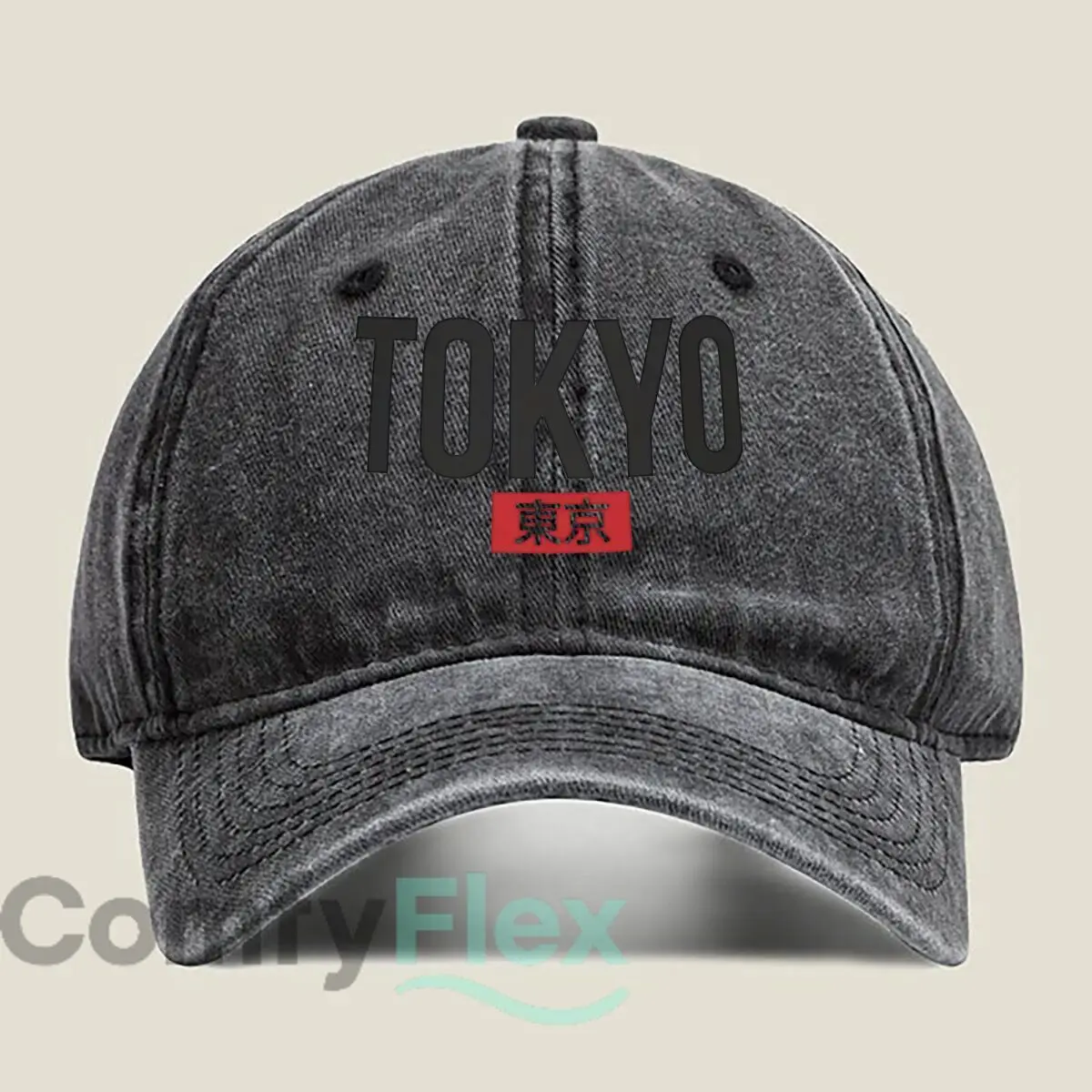 Tokyo text design with Japanese character Baseball Cap Men Women Distressed Washed Sun Cap Outdoor Workouts Hat