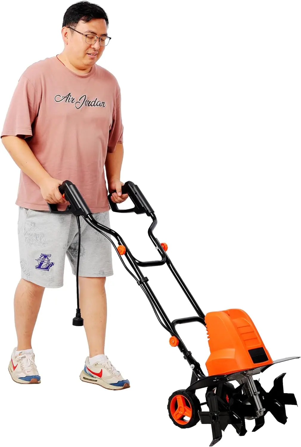 Heavy Duty Electric Garden Tiller & Cultivator, 13.5 Amp Corded 120V/60Hz Power Tool, 18-Inch Tilling Width, 9-Inch Depth, 24 Steel Tines, Adjustable Wheels, for Lawn, Yard & Soil Cultivation