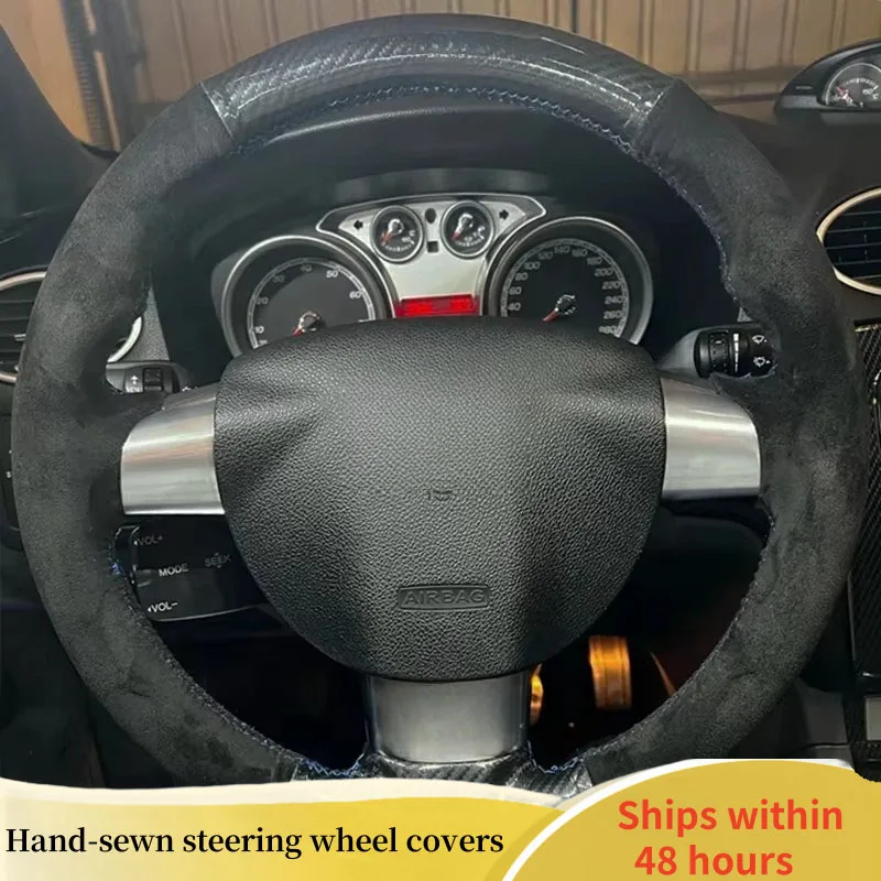 

Customized Car Steering Wheel Cover For Ford Focus ST Focus 3 Focus RS 2005-2012 Suede Carbon Fiber DIY Steering Wheel Braid