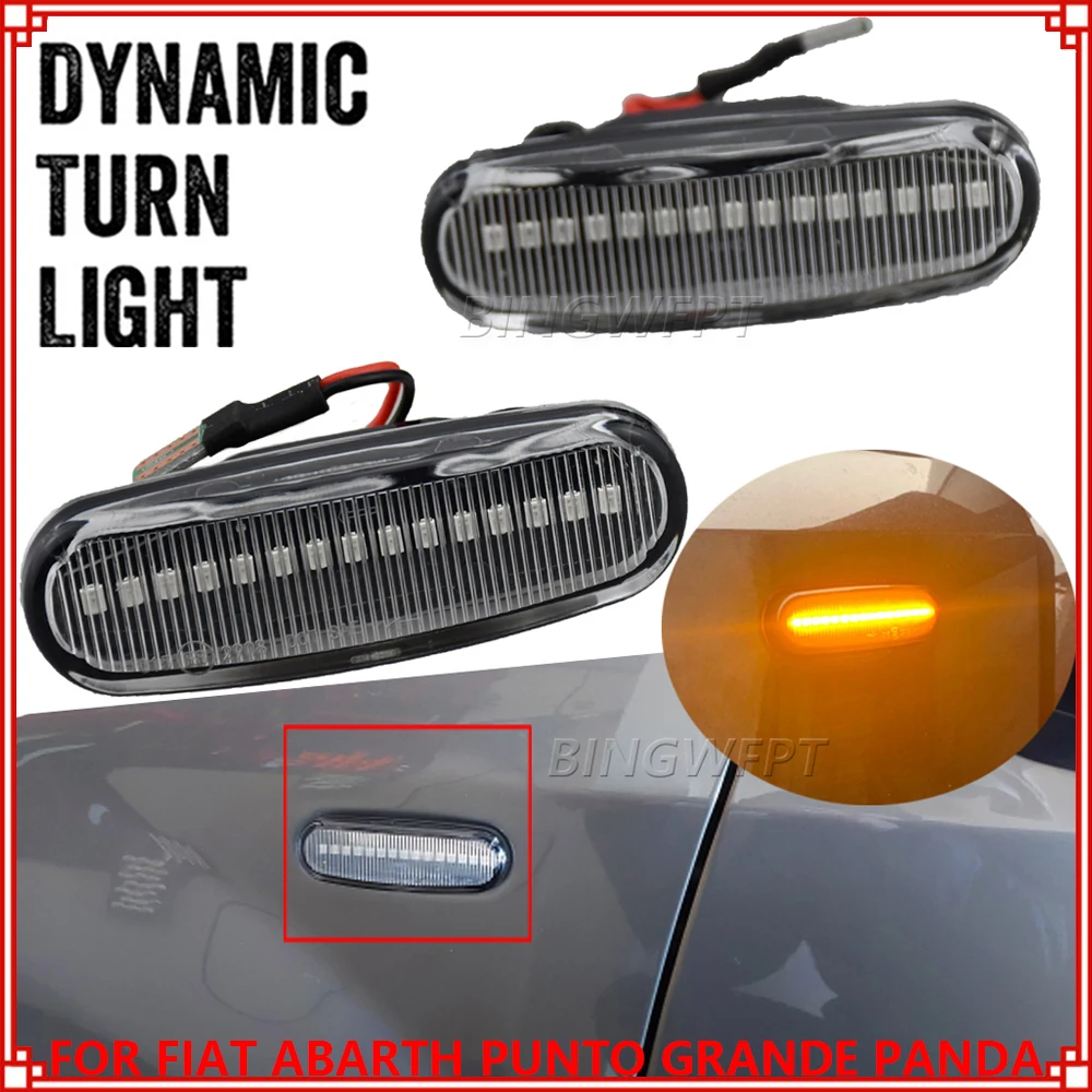 

NEW 2x Dynamic LED Turn Signal Side Marker Light Repeater Lamp For Fiat Panda 169 Grande Punto Inkl Evo Doblo Fiorino Linea Idea