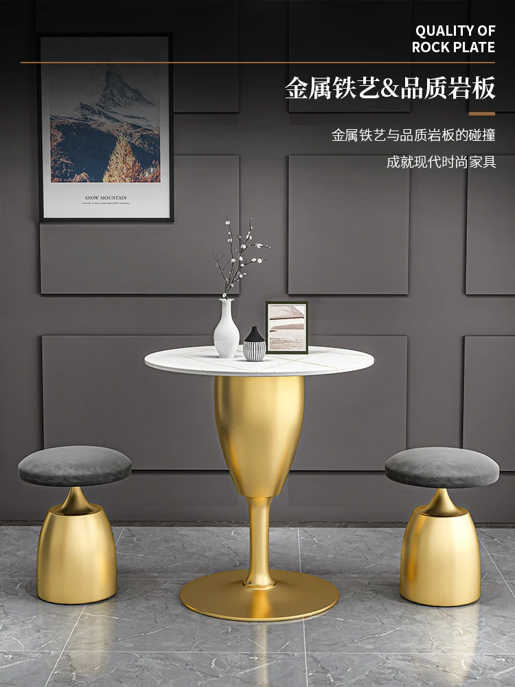 

Light luxury leisure table negotiation table combination coffee shop milk tea shop reception balcony simple Nordic marble small