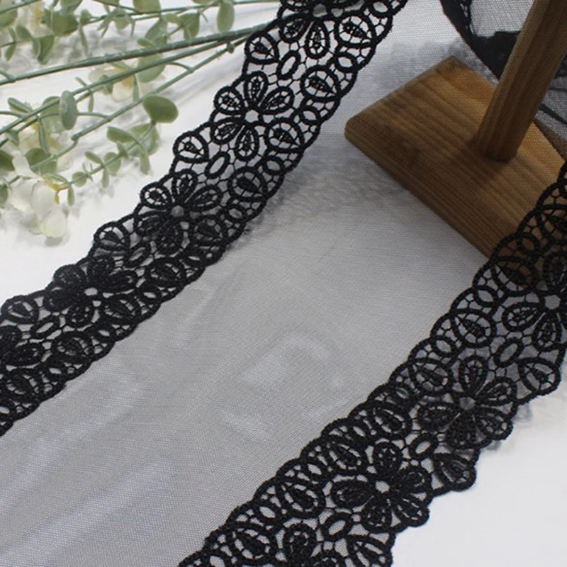 

19Yards Bilateral Black Embroidery Lace Trim Skirt Hem Underwear Sewing Craft DIY Apparel Fabric Lace Baby Clothes