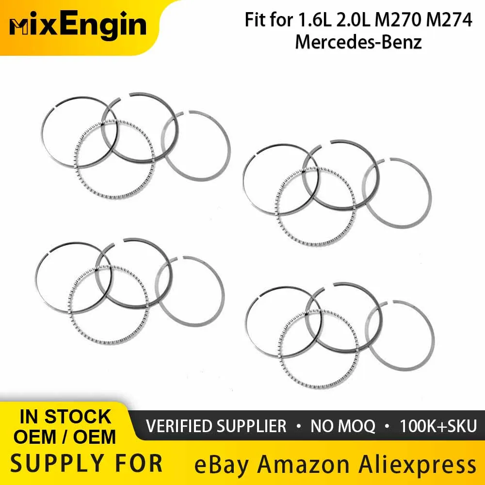 

4x Piston Ring Sets 83mm Fit 1.6 2.0 L M270 M274 For Mercedes-Benz CLA SLK R172 X156 S213 A B C Klasse L4 GAS DOHC 1.6L 2.0L