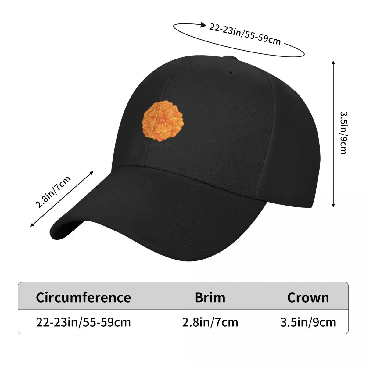 Cempasuchil flower of death Baseball Cap Hat Luxury Brand Luxury Brand Military Cap Man dad hat Golf Women Men's