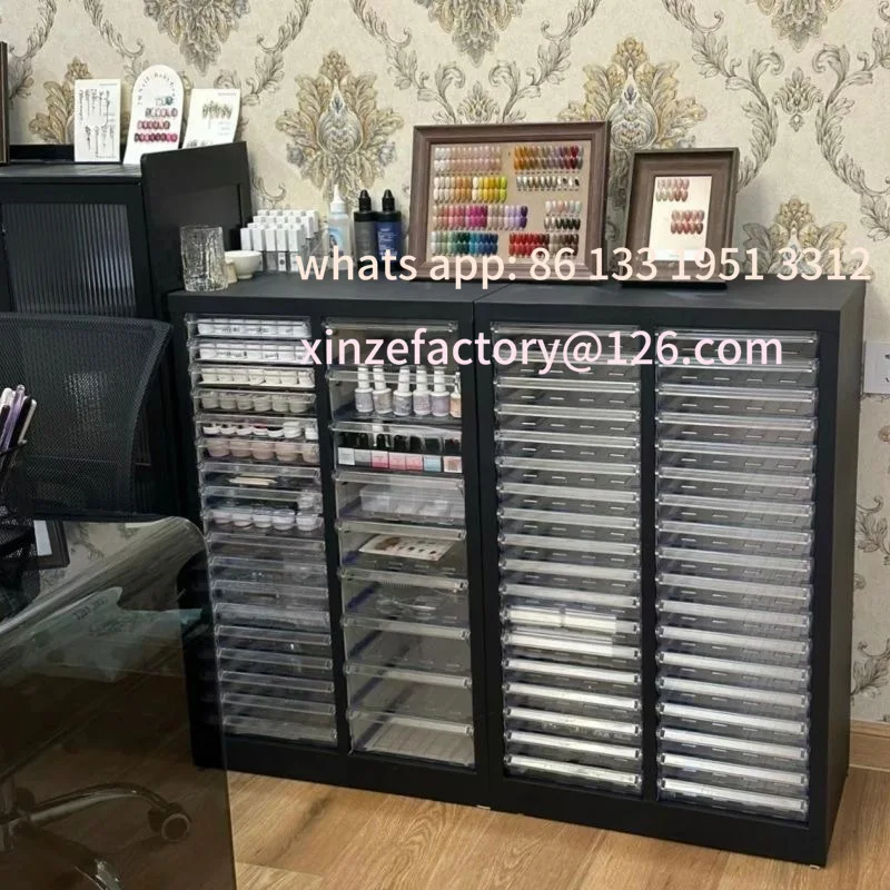 

Customizable Nail Art Storage Cabinet Nail Polish Glue Multi-layer Flat Bottom Drawer Type with Wheel Floor Sample Cabinet
