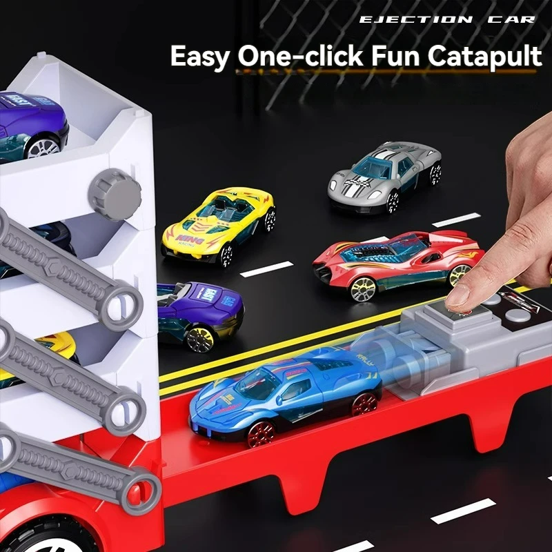 Kids Truck Deformation Transporter Car Toys Models Cars Educational Model Folding Track Toys for Boys Girls Birthday Xmas Gifts