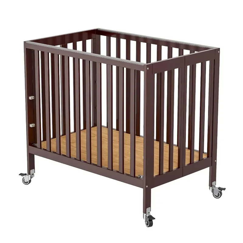 Mini Crib Modern Design Portable Mini Crib Stylish Folding Crib with Three Mattress Positions Folds Flat for Easy Storage.