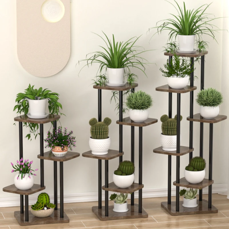 

Flower Rack with High-end Feel, Balcony with Roller, Multi-layer Ladder Style, Household Movable Green Ivy Plant Flowerpot Rack