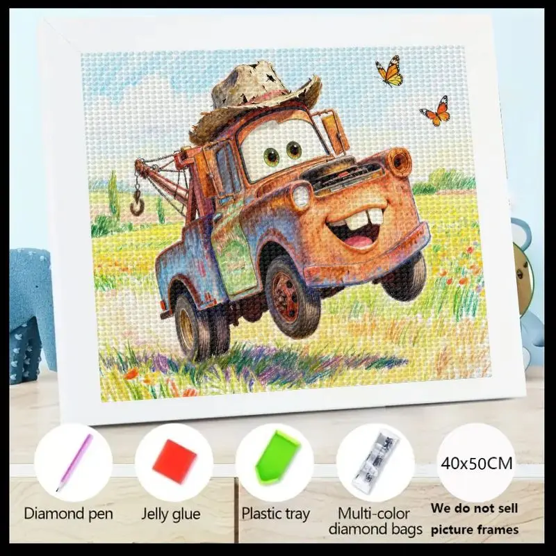 Kit de pintura de diamante 5D DIY, arte de personaje de dibujos animados de Disney Pixar Cars Tow Mater, juego completo de artesanía de diamantes de imitación de cristal para 1 ud.