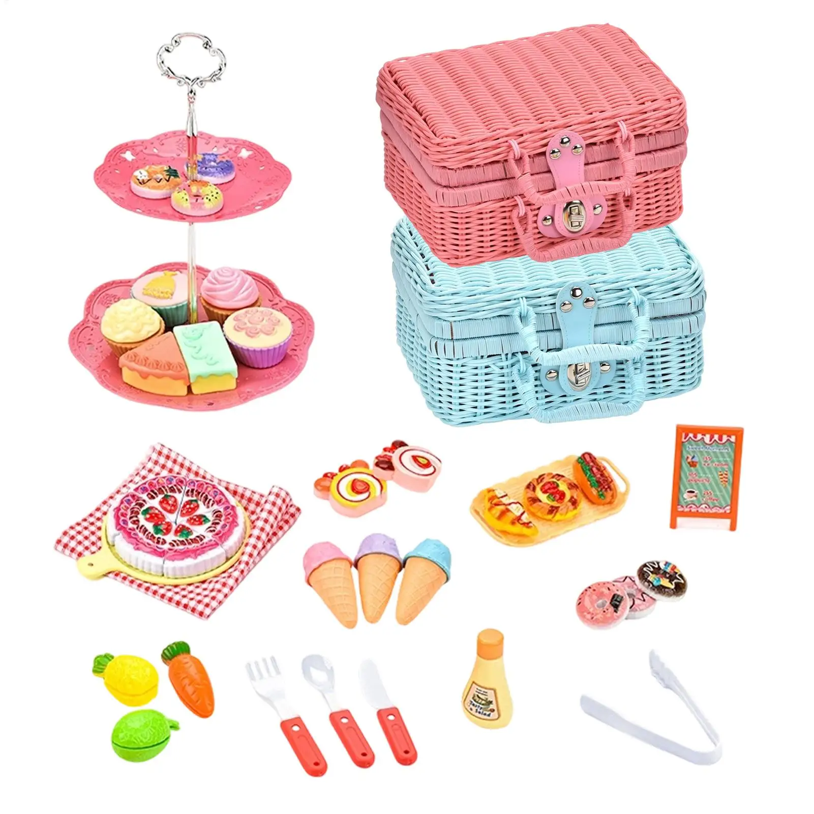 kids-tea-party-set-43-piece-realistic-food-pretend-princess-playset-tea-time-play-toys-with-cakes-for-children-3-8-years-old