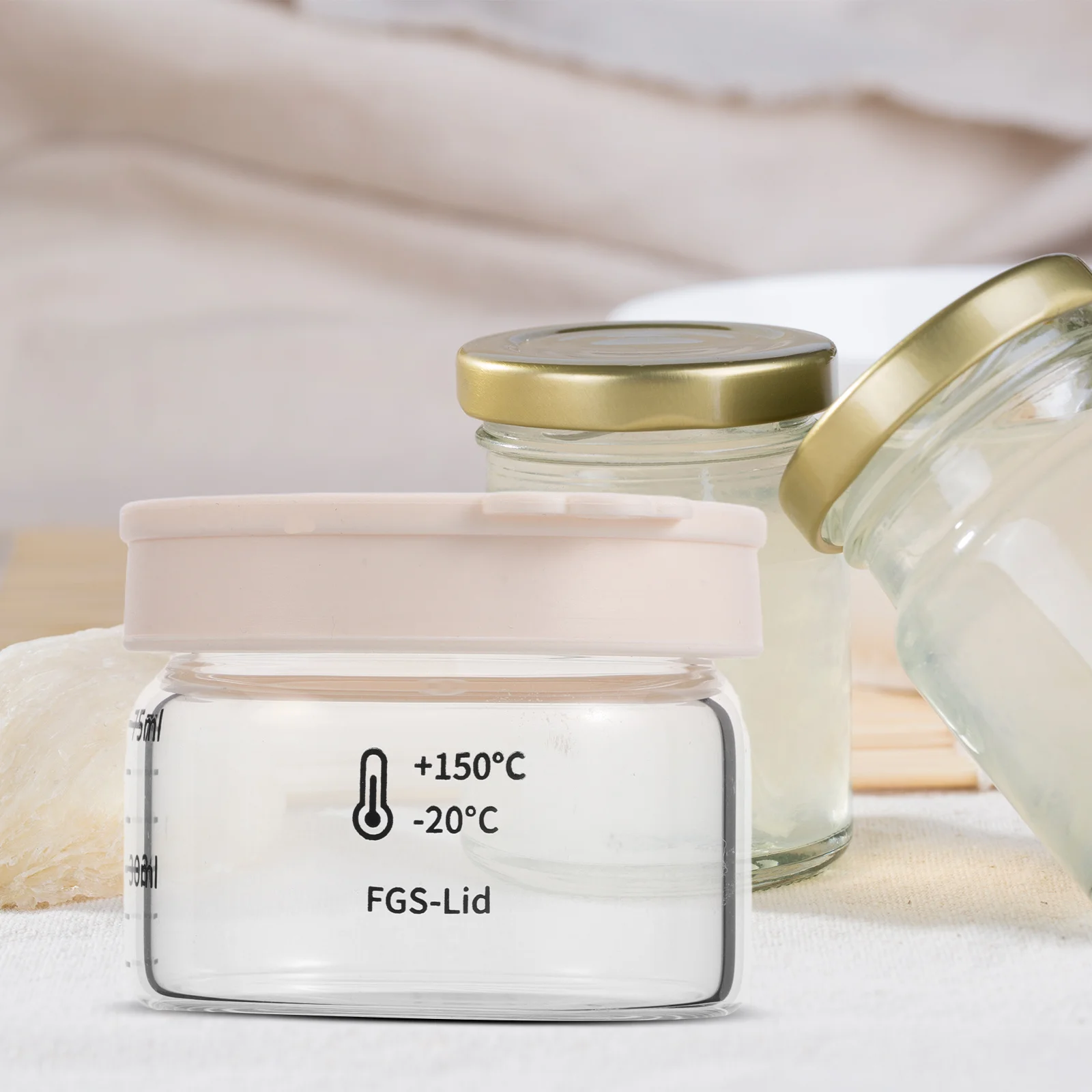 

75ml Transparent Glass Storage Jar Small Bottle Silicone Lid Airtight for Kitchen Bathroom Pantry Organization