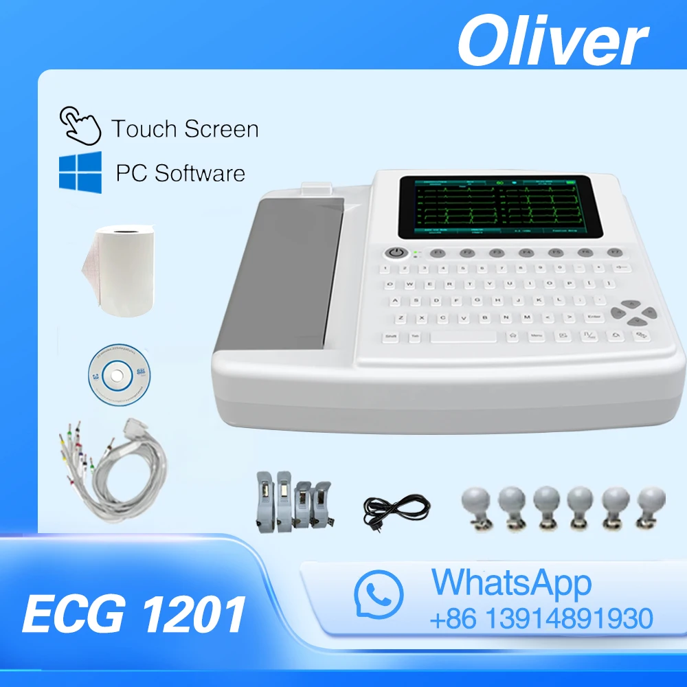 Портативная машина ЭКГ 1201, 12-проводная динамическая запись, портативный мониторинг, монитор ЭКГ, 7-дюймовый сенсорный экран для человека/животных Портативная машина ЭКГ 1201, 12-проводная динамическая запись, портативный мониторинг, монитор ЭКГ, 7-дюймовый сенсорный экран для человека/животных