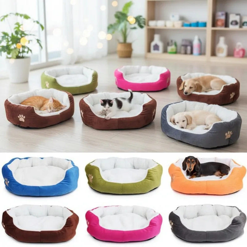 Pet Large Dog Bed Warm House Candy-colored Square Nest Pet Kennel For Small Medium Large Dogs Cat Puppy Plus Size Dog Baskets