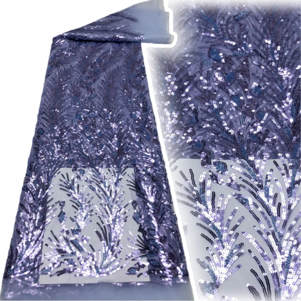 

Розовая роскошная французская сетка с вышивкой бисером, африканская нигерийская кружевная ткань с блестками для свадебных платьев, швейный материал, 5 ярдов SZ1606