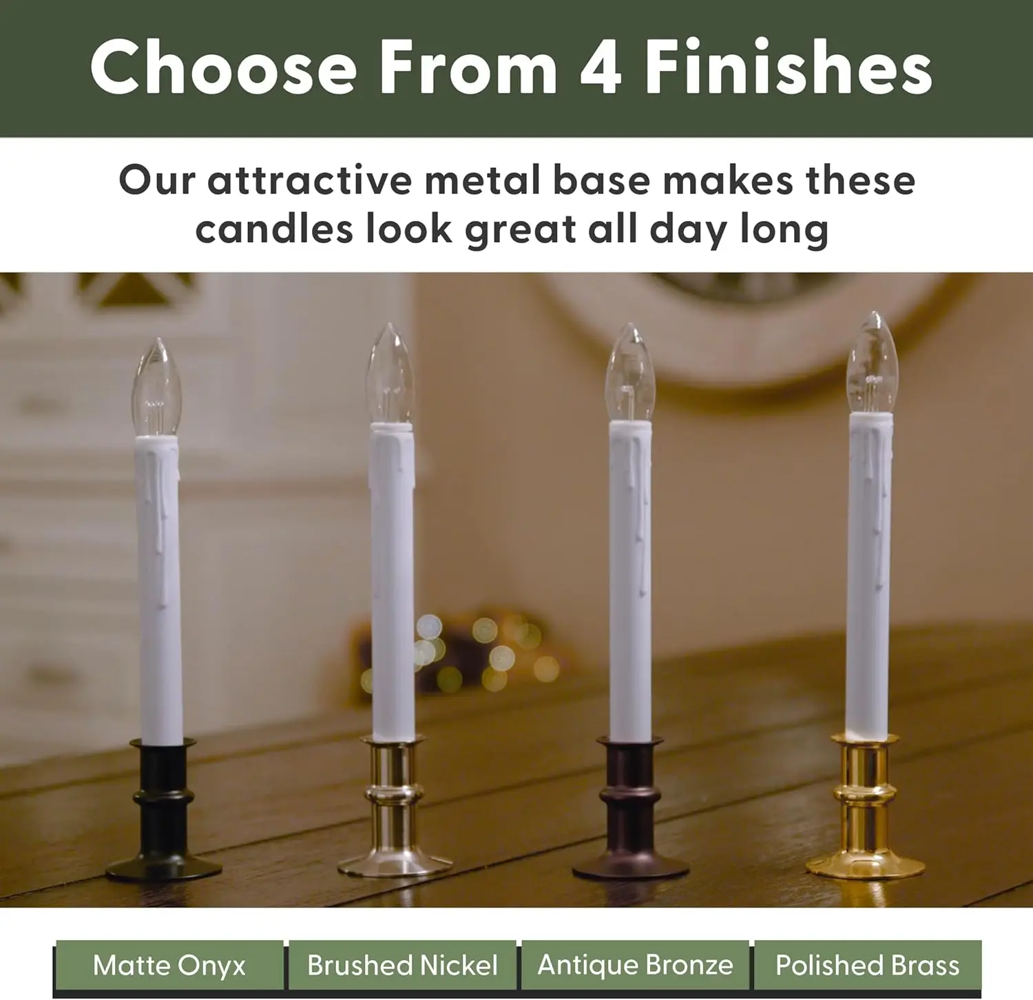 Ultra-Bright LED Window Candles with Timer, Battery Operated, Adjustable Height, Pack of 4