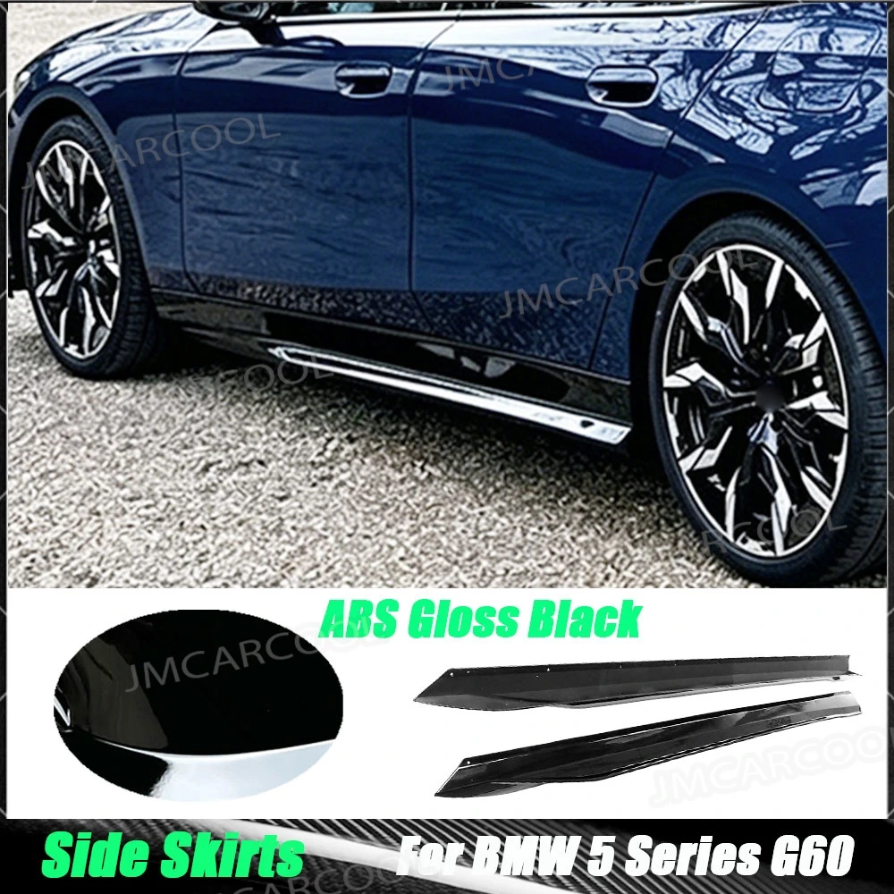 Gloss Black Side Skirts Aprons For BMW 5 Serise G60 G68 2024+ ABS High Quality Door Bumper Extension Lip Covers Accessories