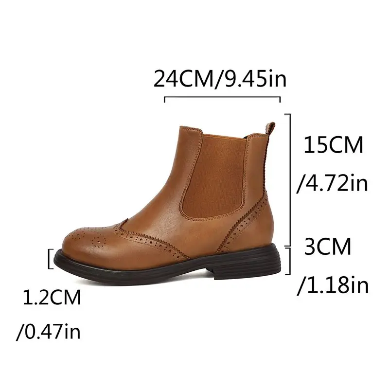 ASILETO Brand Women Ankle Boots Round Toe 3cm Thick Sole Slip On Big Size 41 42 43 44 45 46 Handmade Chelsea Bota Shoes Winter